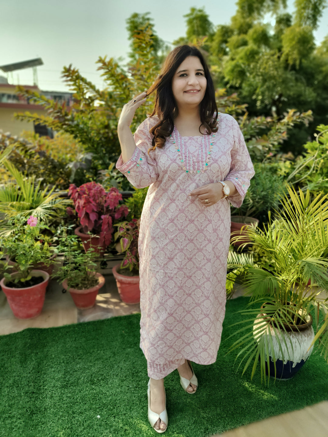 Mauve Printed Cotton Set