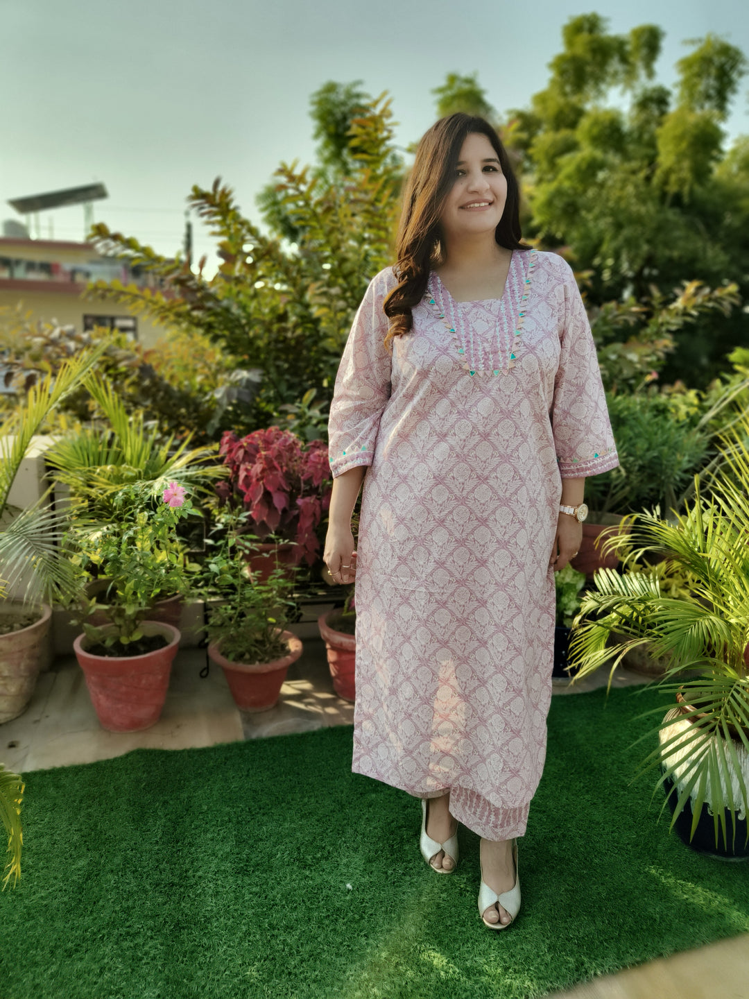 Mauve Printed Cotton Set