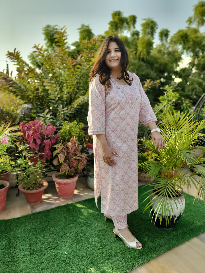 Mauve Printed Cotton Set