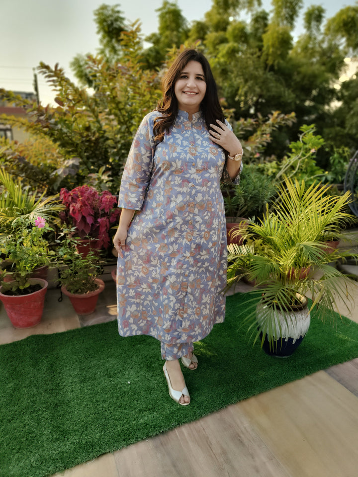 Grey Printed Cotton Set