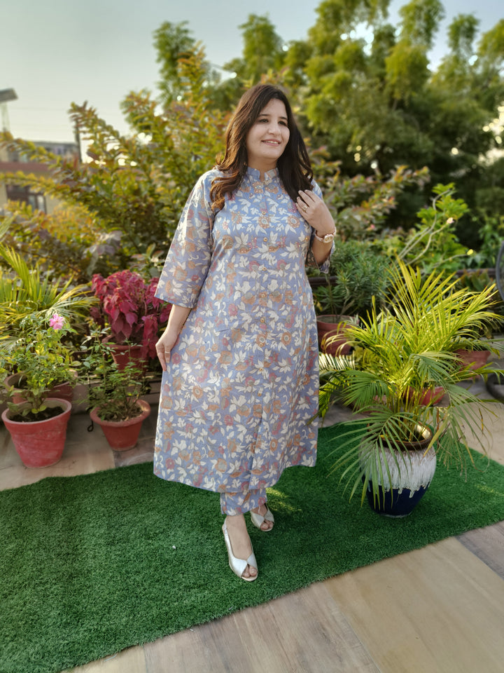 Grey Printed Cotton Set