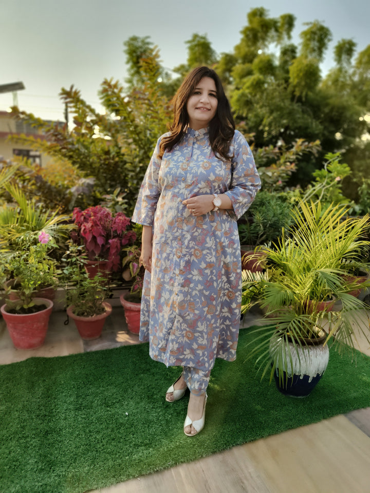 Grey Printed Cotton Set