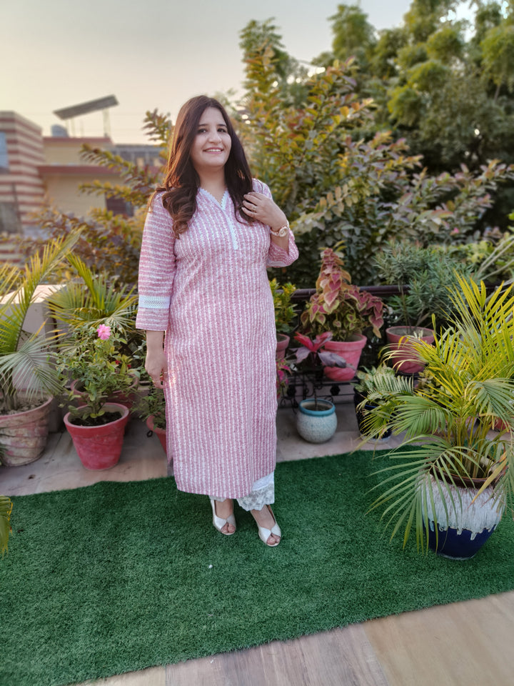 Mauve Printed Cotton kurta