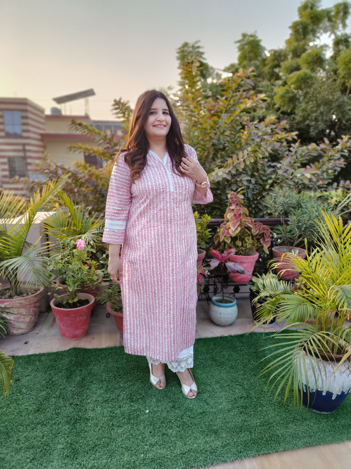 Mauve Printed Cotton kurta