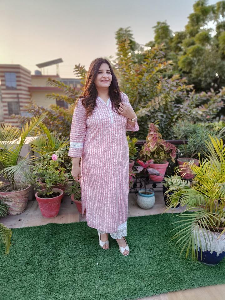 Mauve Printed Cotton kurta