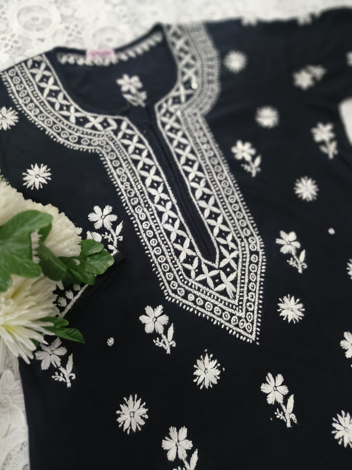 Black Rayon Chikankari kurta