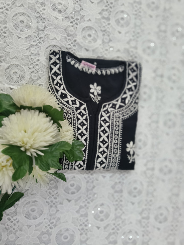 Black Rayon Chikankari kurta