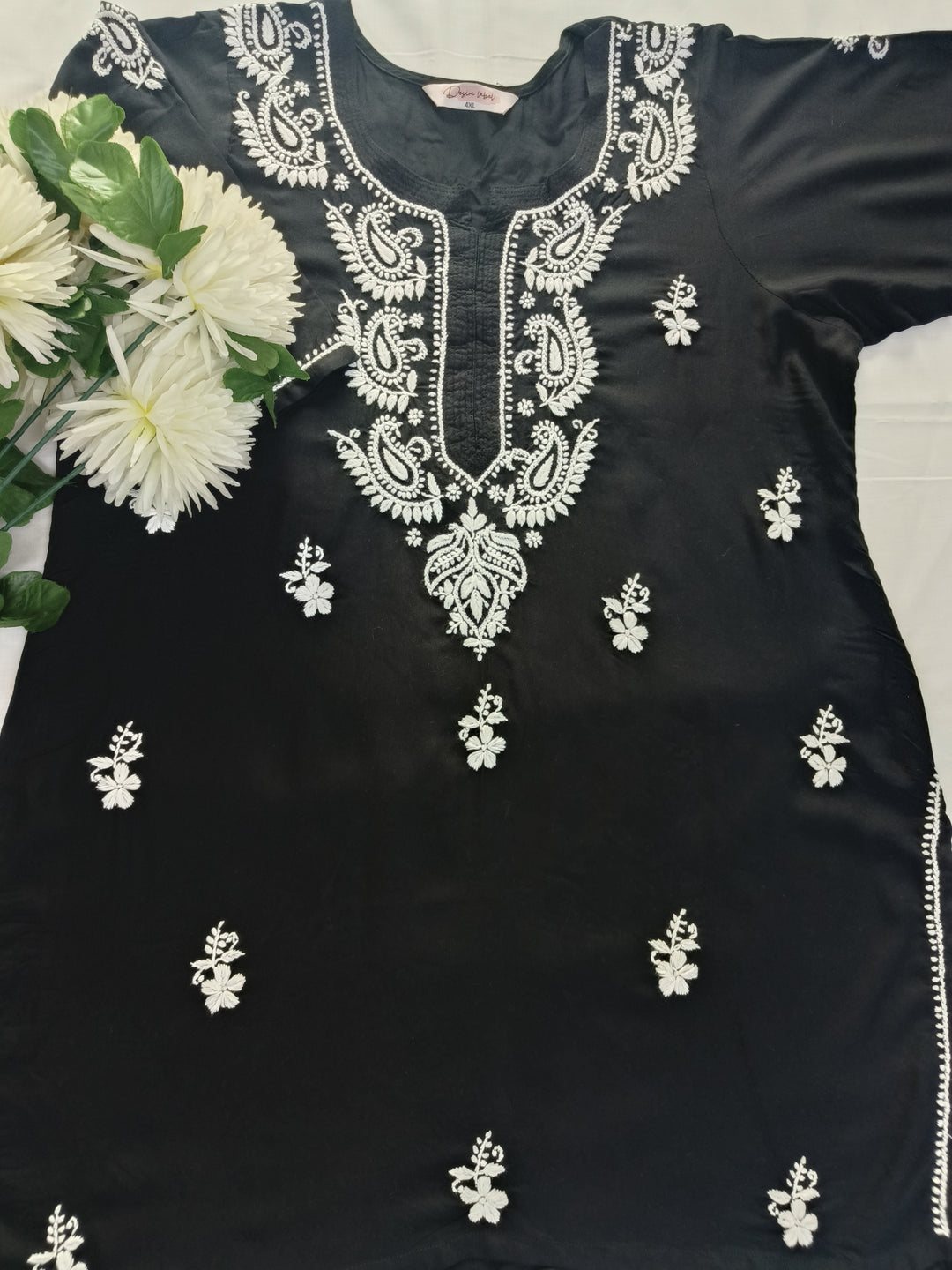 Black Rayon Chikankari Short kurta