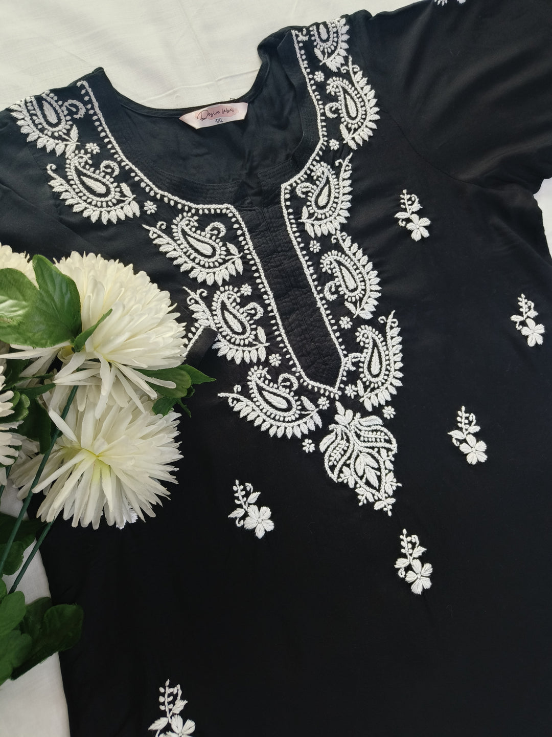 Black Rayon Chikankari Short kurta