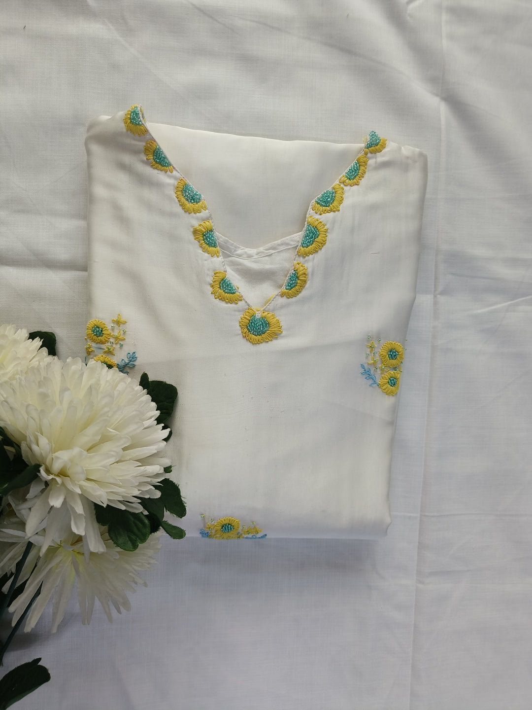 White Muslin Chikankari A-line Kurta