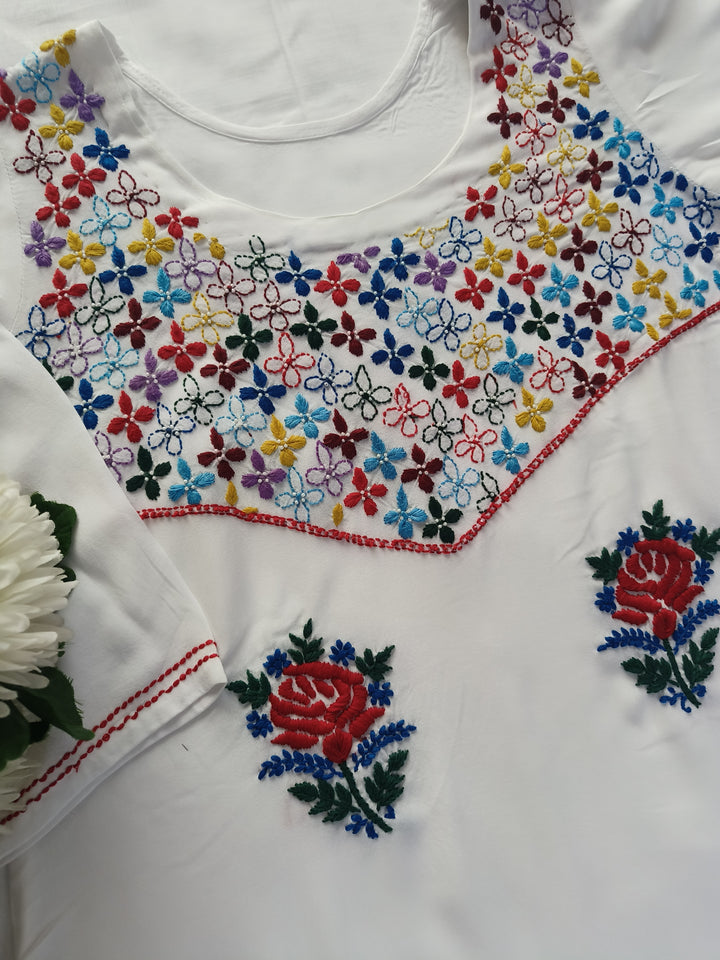 White Rayon Chikankari kurta