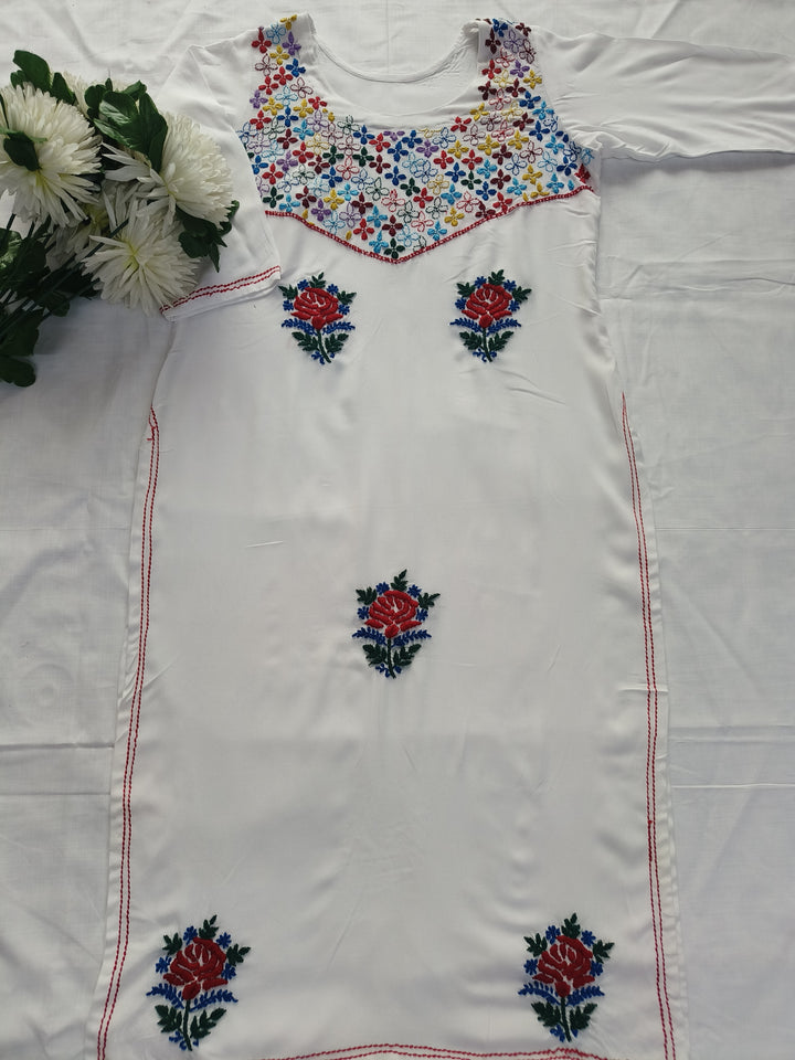 White Rayon Chikankari kurta