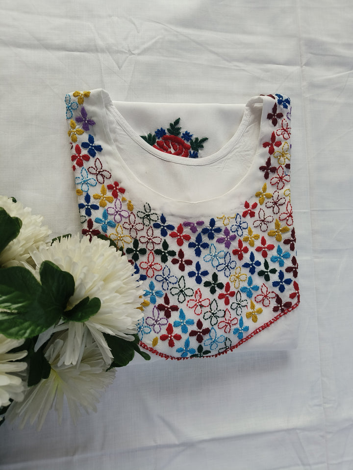 White Rayon Chikankari kurta