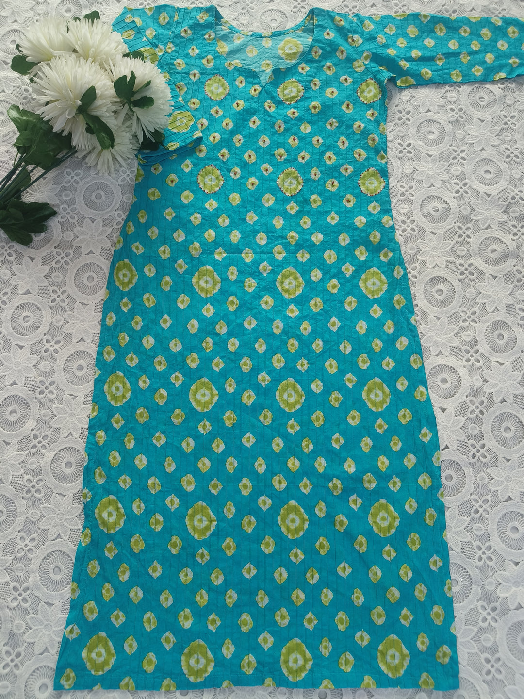 Sky Blue Printed Cotton kurta