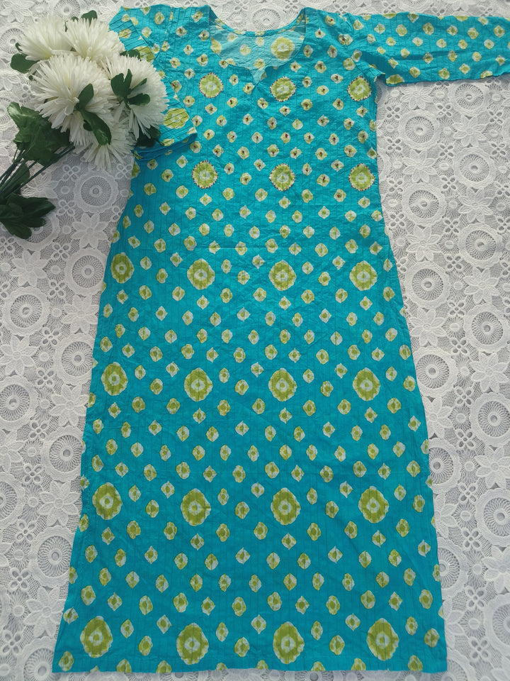 Sky Blue Printed Cotton kurta
