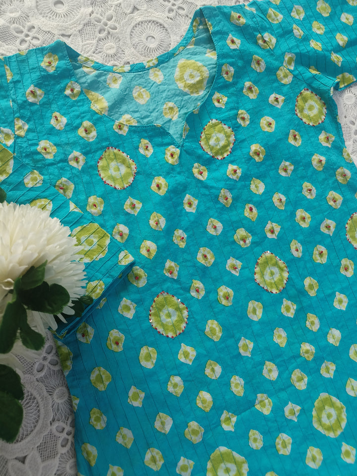 Sky Blue Printed Cotton kurta
