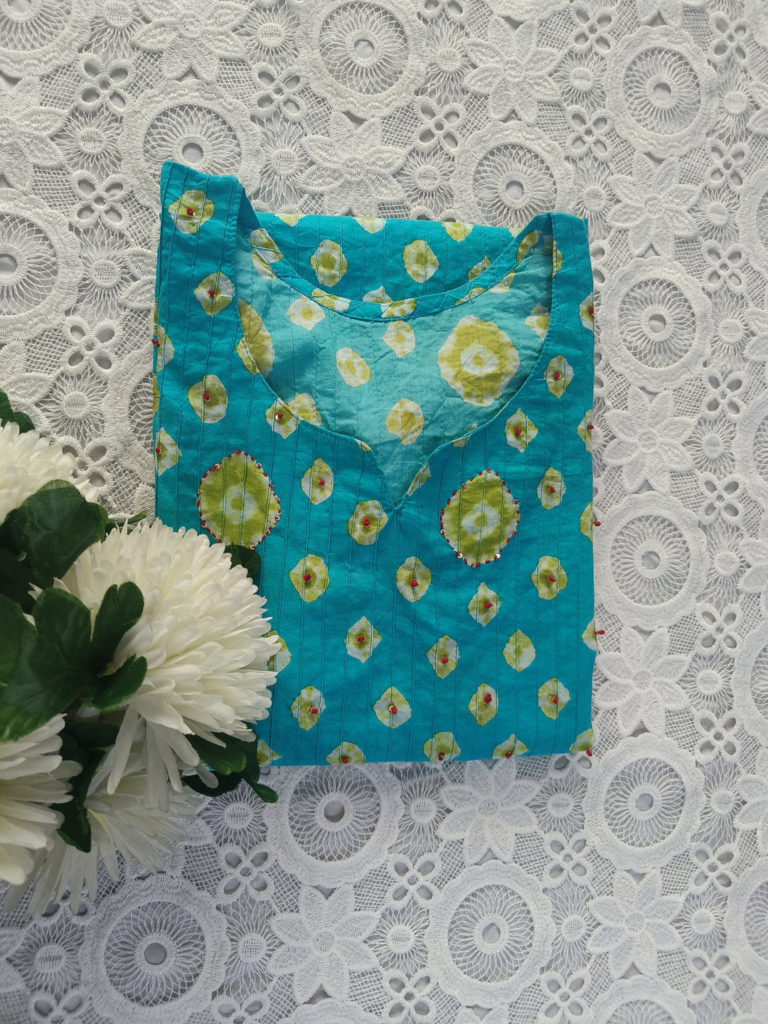 Sky Blue Printed Cotton kurta