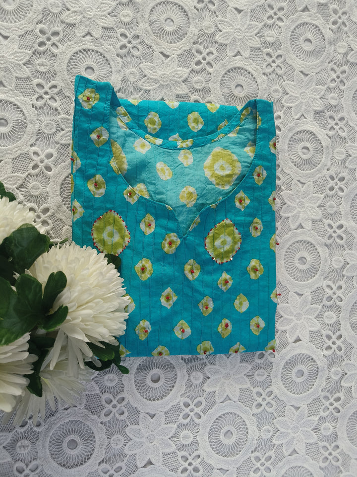 Sky Blue Printed Cotton kurta