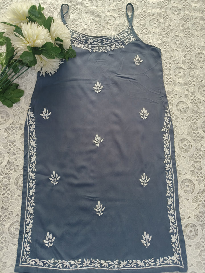 Grey Rayon Chikankari Short kurta