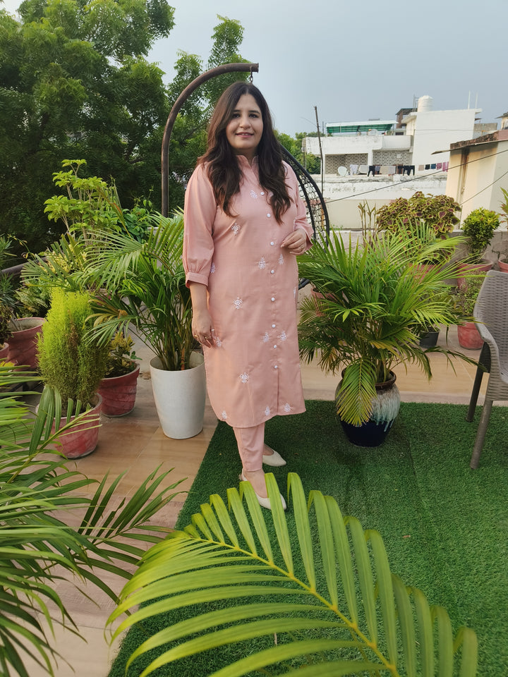 Linen Light Peach Co-ord Set -Custom Made