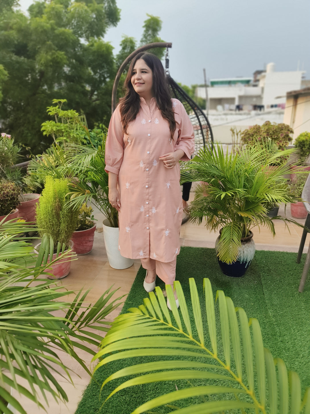 Linen Light Peach Co-ord Set -Custom Made