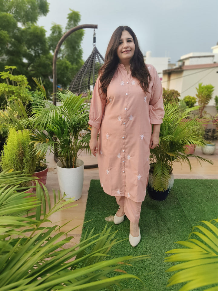 Linen Light Peach Co-ord Set -Custom Made