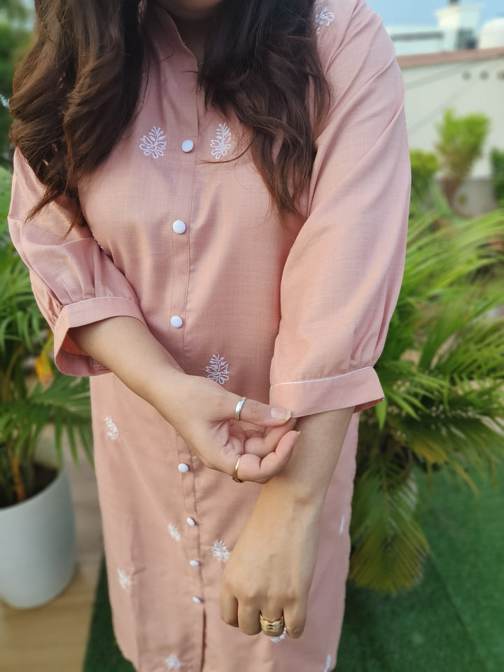 Linen Light Peach Co-ord Set -Custom Made