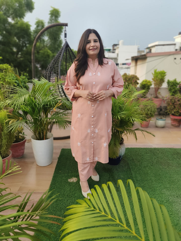 Linen Light Peach Co-ord Set -Custom Made