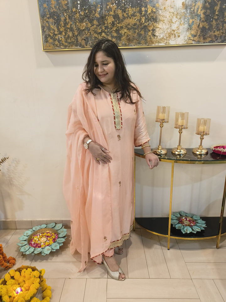 Light Peach Muslin Suit Set
