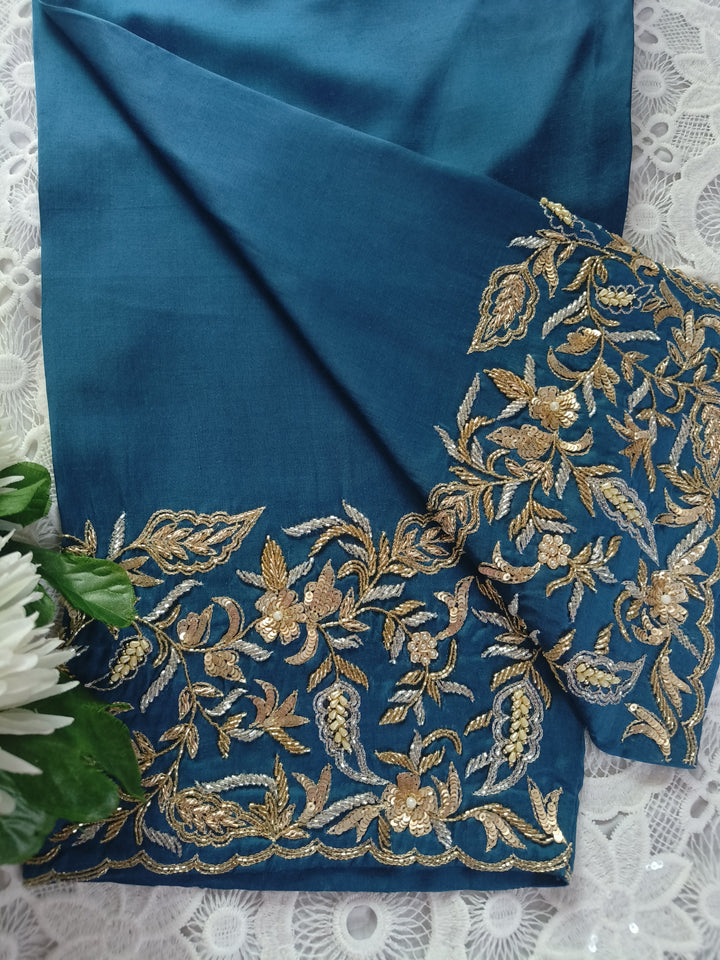 Blue Hand Embroidered Suit Set-Custom Made