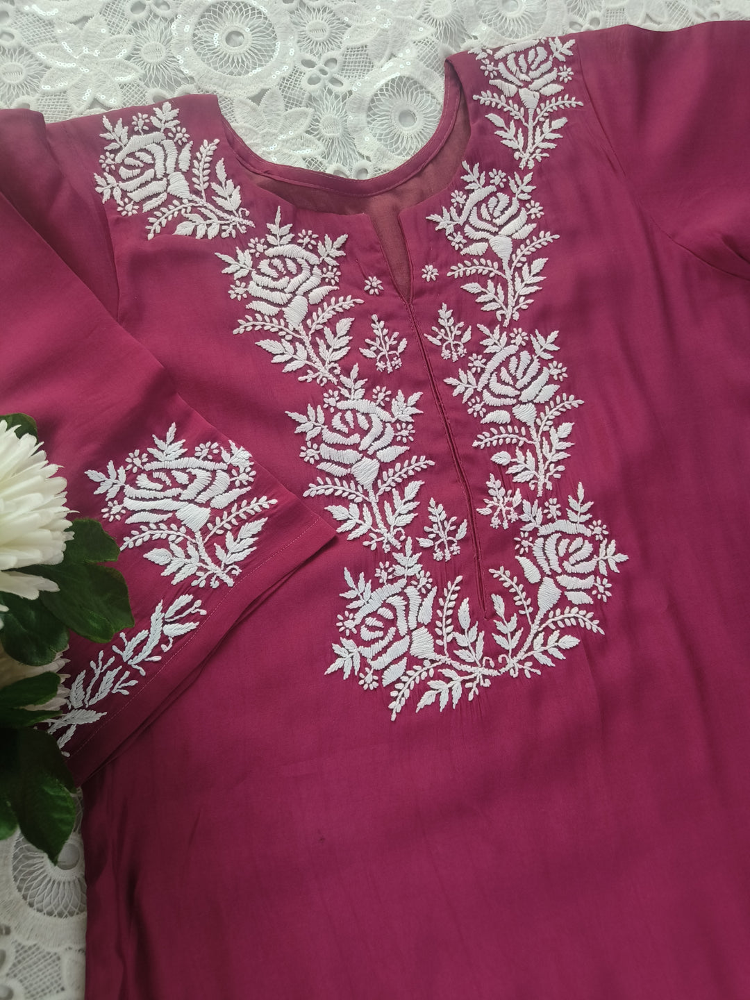 Mouve Chanderi Chikankari Set