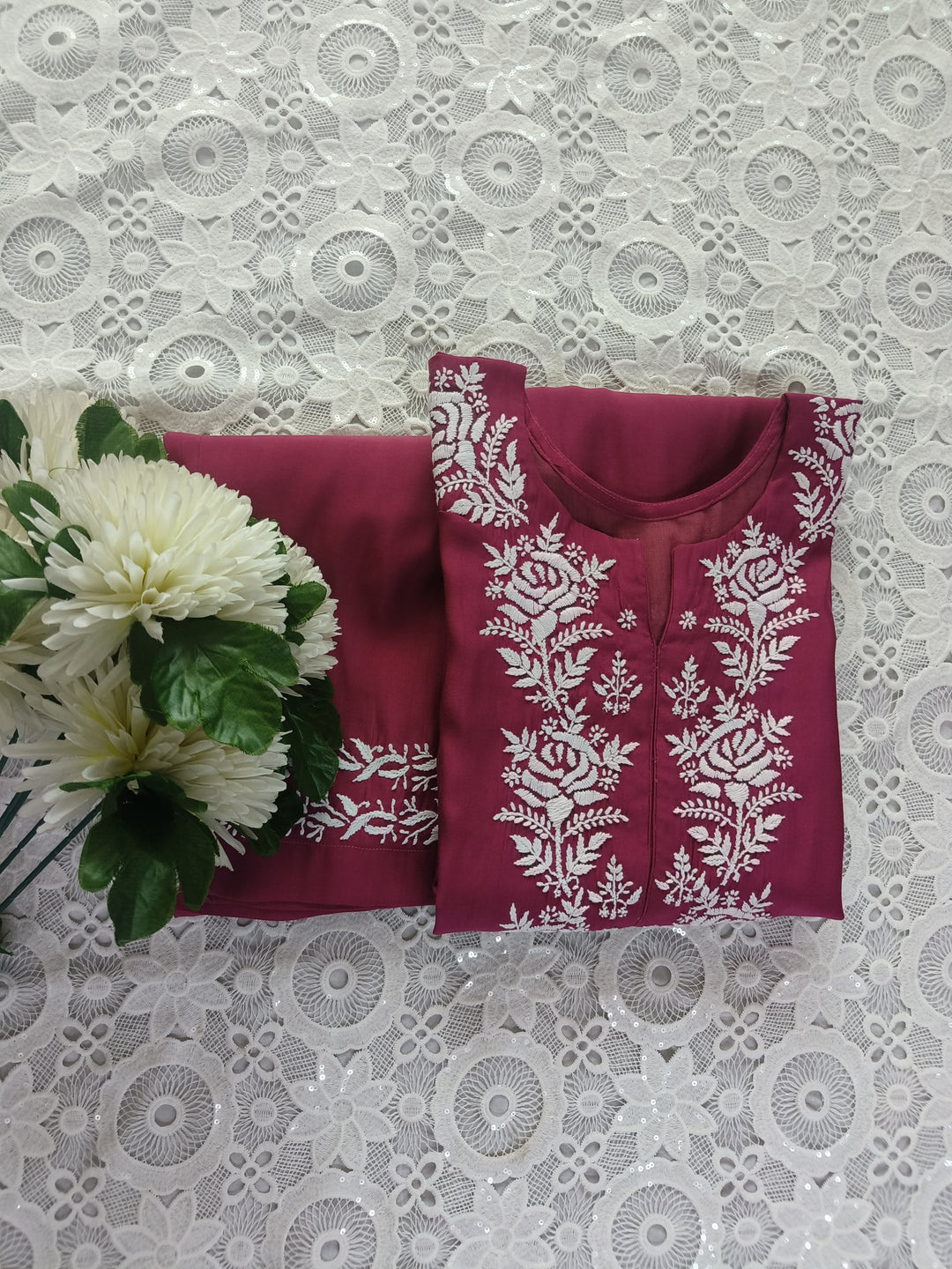 Mouve Chanderi Chikankari Set