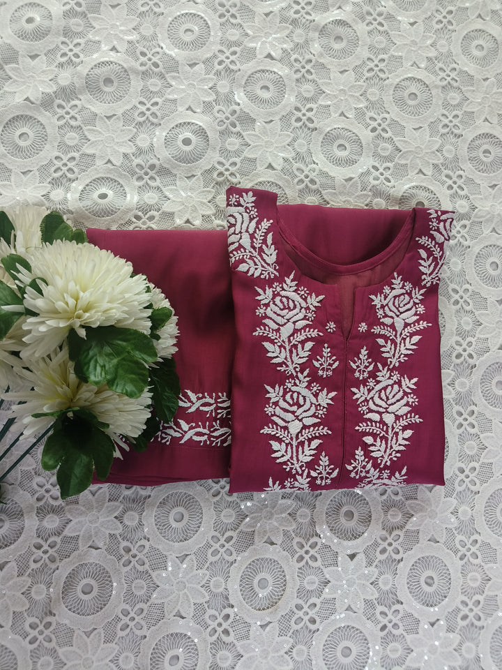 Mouve Chanderi Chikankari Set