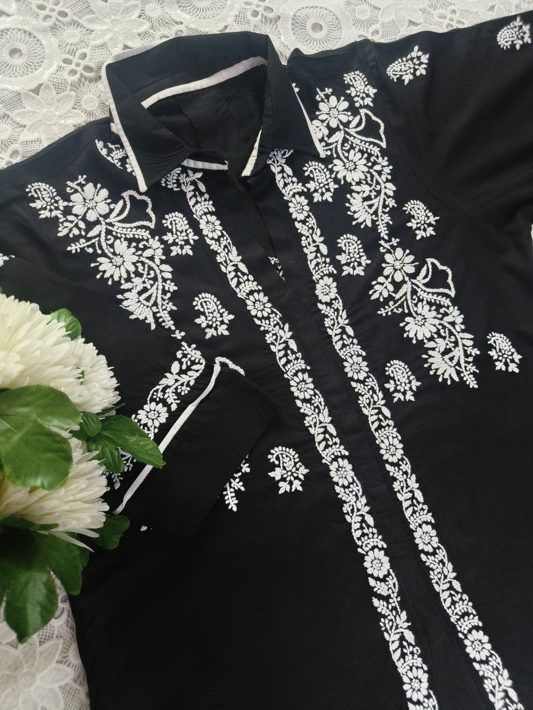 Black Rayon Chikankari Co-ord Set