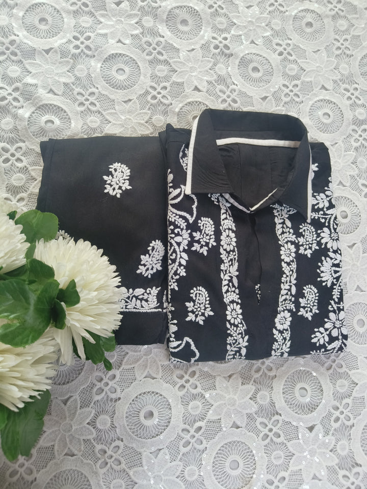 Black Rayon Chikankari Co-ord Set
