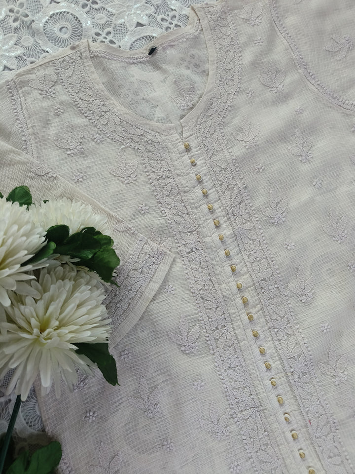 Off White Kota cotton Chikankari kurta