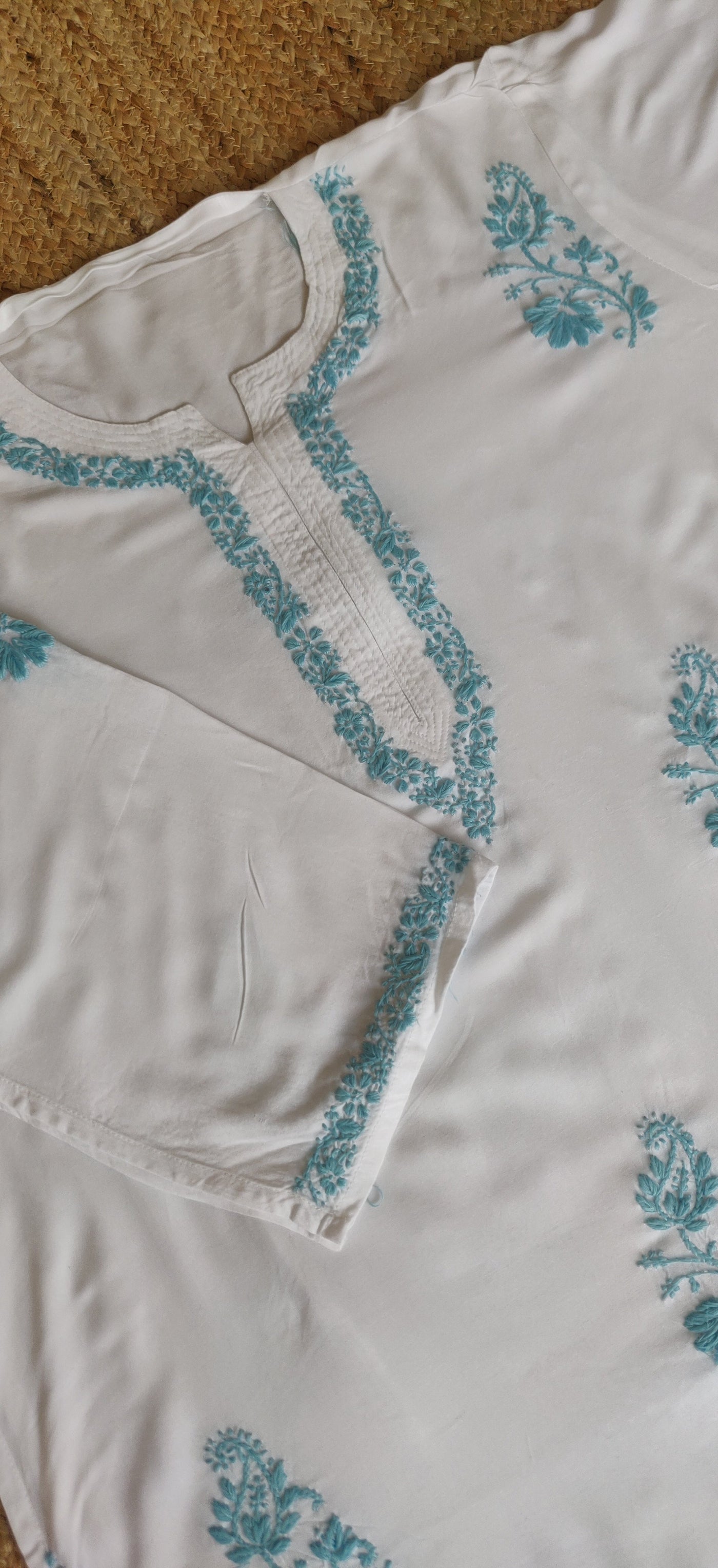 White Modal Chikankari Kurta - Custom Made