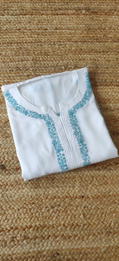 White Modal Chikankari Kurta - Custom Made