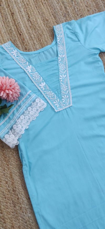 Sky Blue Modal Chikankari CO-Ord Set