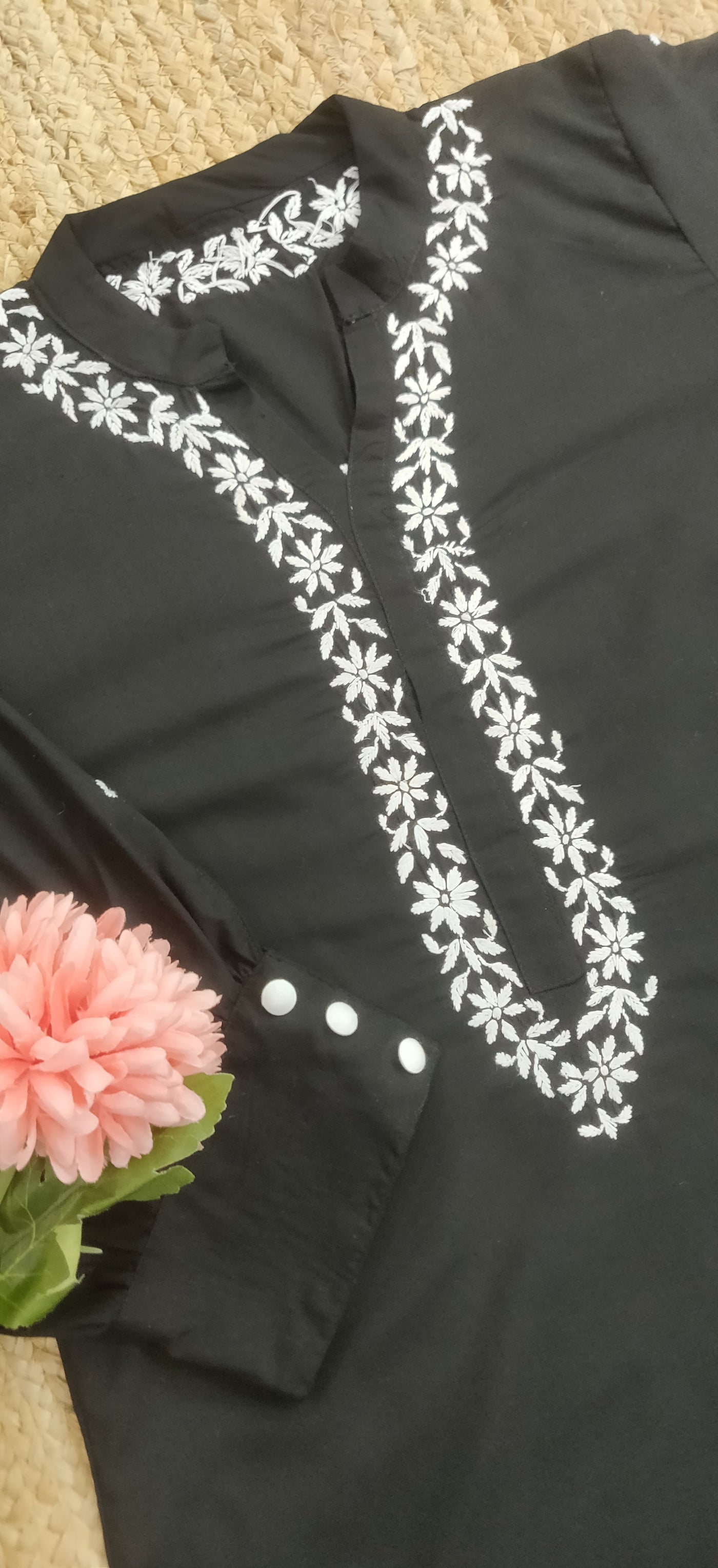 Black Reyon Chikankari CO- Ord Set-Custom Made