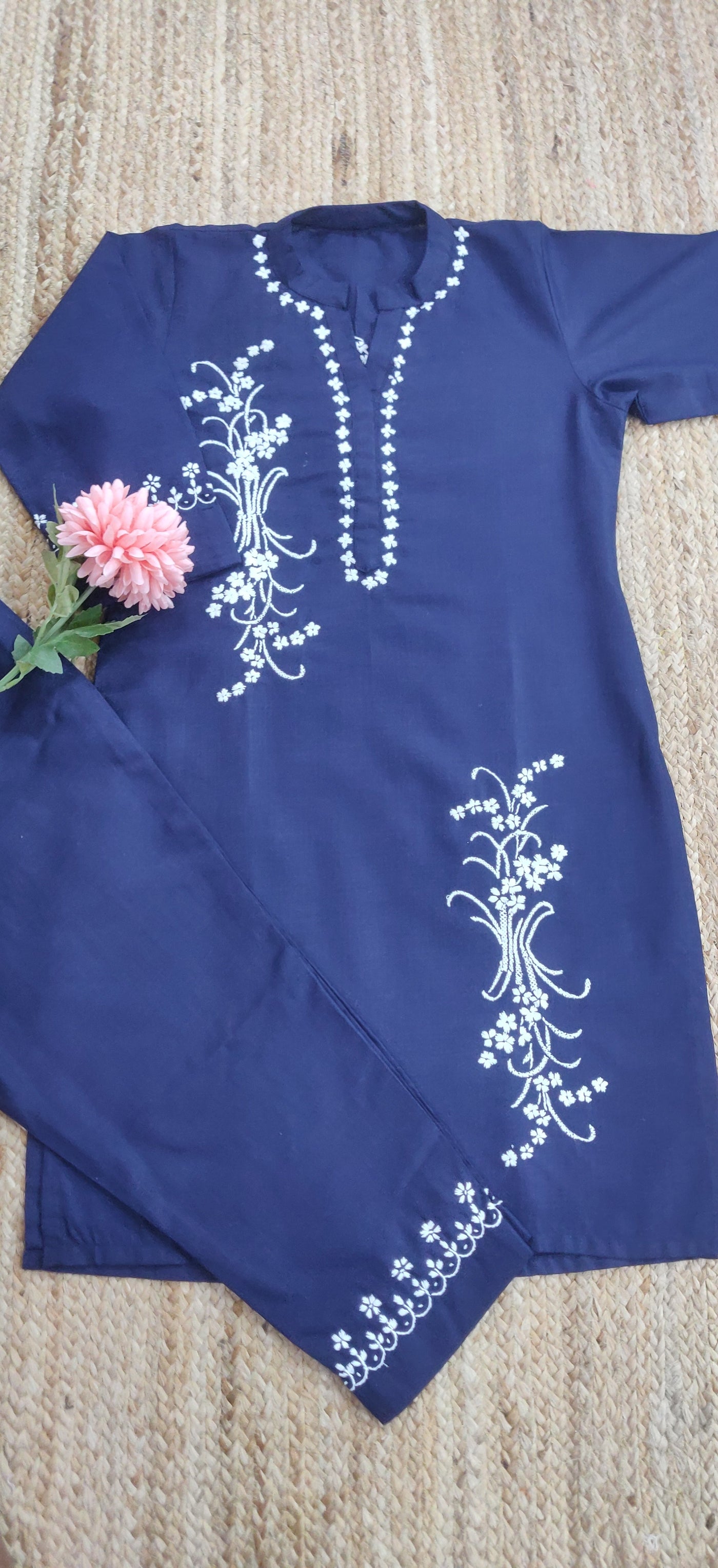 Navy Blue Chikankari CO-Ord Set