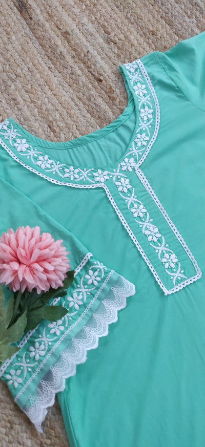 See Green Modal Chikankari CO-Ord Set