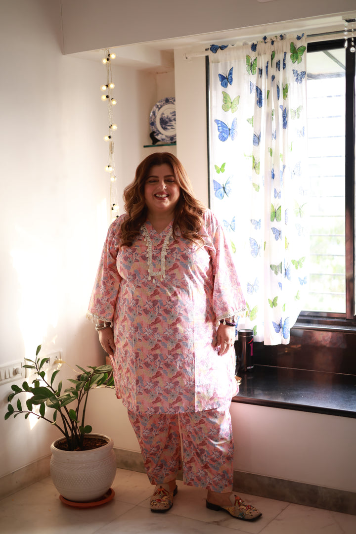 Multi Printed Modal Cotton Kurta With Pant Set -Custom Made