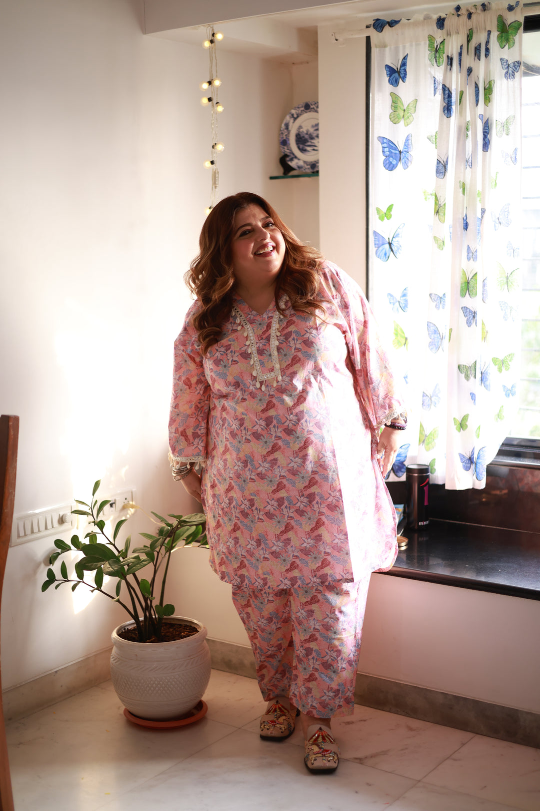 Multi Printed Modal Cotton Kurta With Pant Set -Custom Made