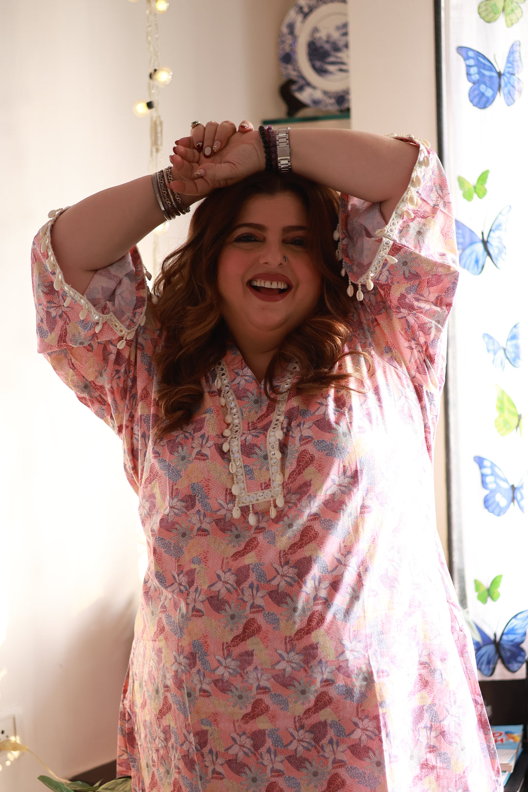 Multi Printed Modal Cotton Kurta With Pant Set -Custom Made