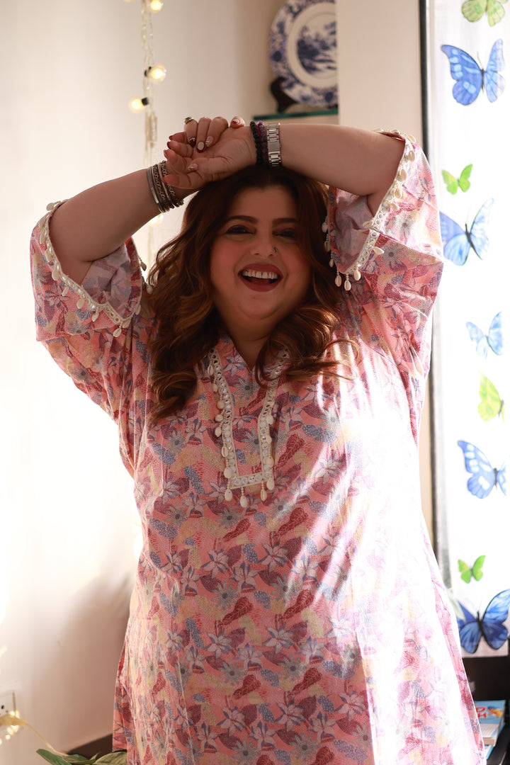 Multi Printed Modal Cotton Kurta With Pant Set -Custom Made