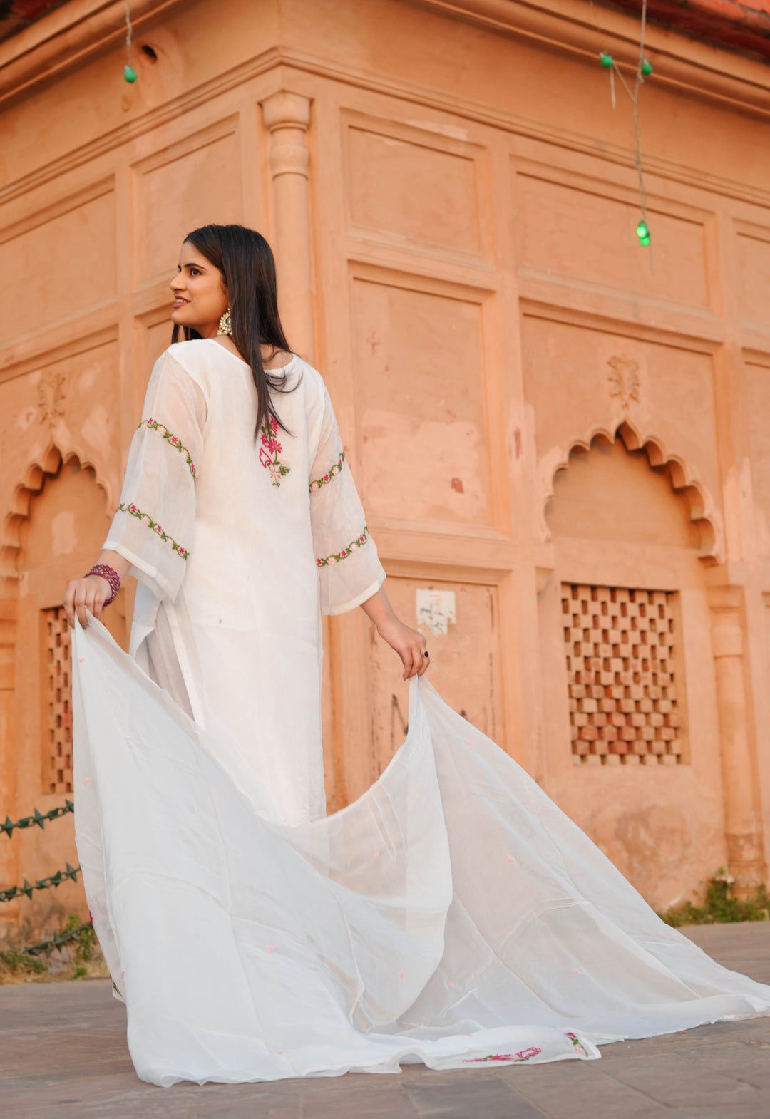 White Organza Chikankari Suit Set -Custom Made