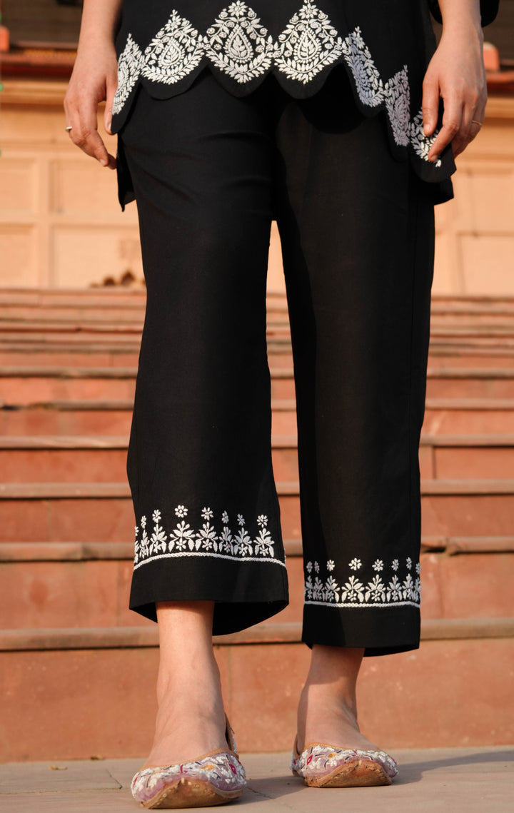 Black Rayon Chikankari Co-ord Set