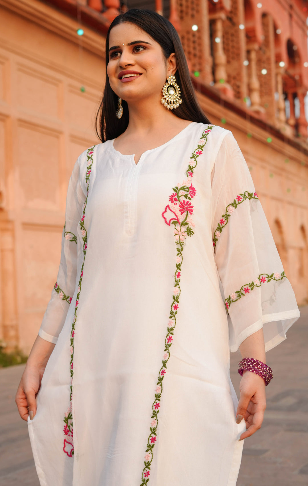 White Organza Chikankari Suit Set -Custom Made