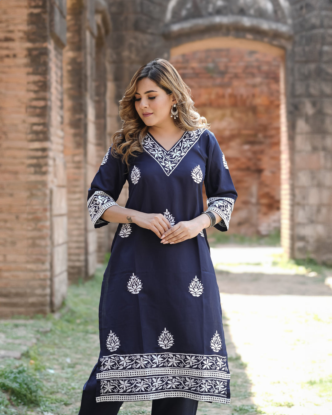 Navy Blue Chikankari Co-Ord Set